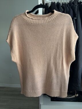 Beige Knit Short-Sleeve Sweater Top